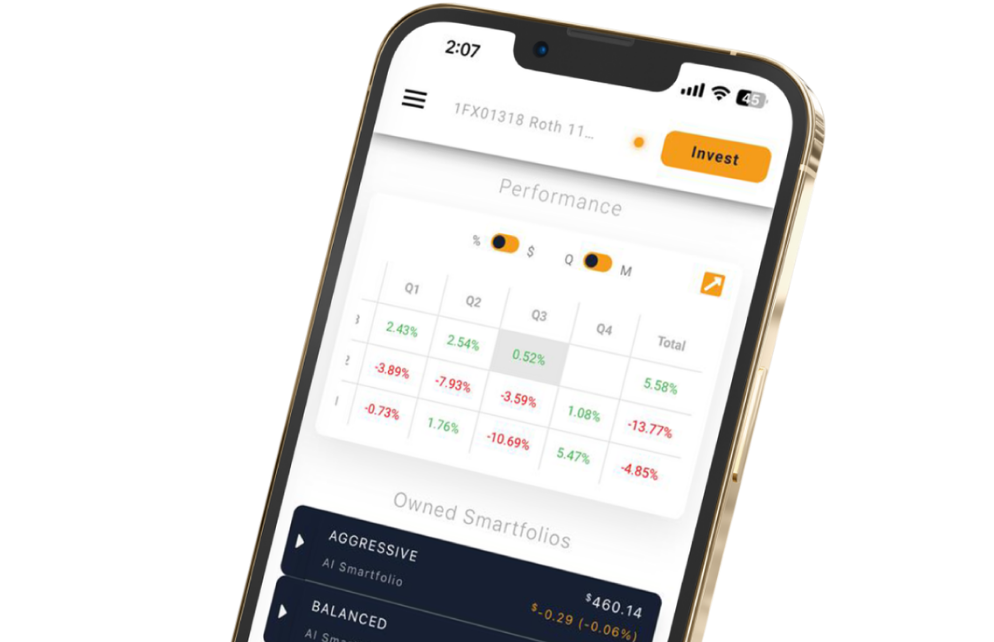 Investment app - mobile dashboard