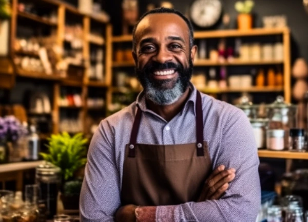 Small business owner smiling